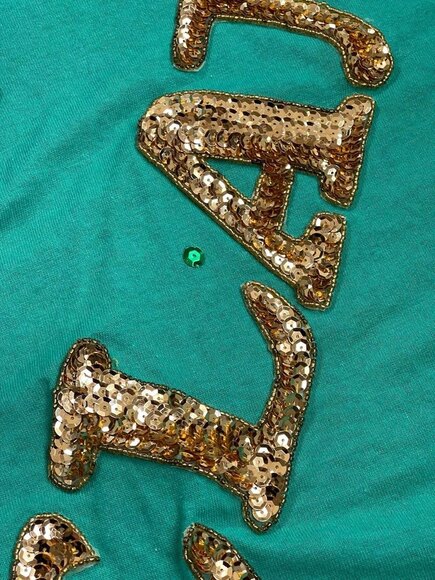 Vintage Green St. Patrick's Day T-Shirt Sequin Leprechaun Clovers XL - Picture 4 of 6